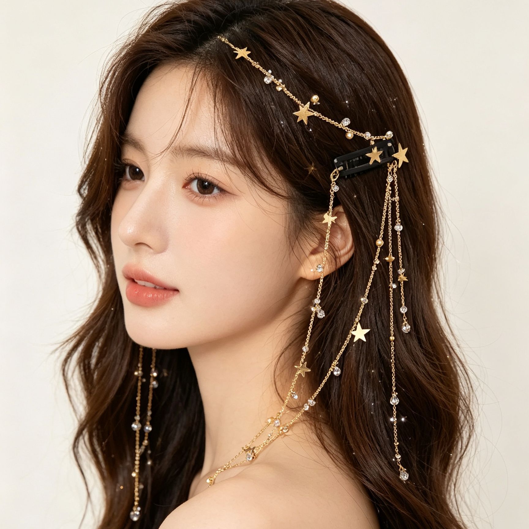 European and American cross-border bridal accessories, bohemian fashion personalized star rhinestone tassel hair chain head chain hair accessory