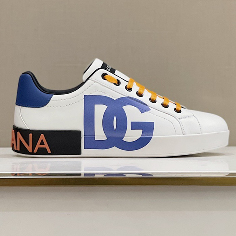 De gama alta de lujo D de cuero genuino de los hombres de moda DG deportes zapatillas de deporte casuales zapatos bajos de los hombres de comercio exterior zapatos de cuero de las mujeres de moda