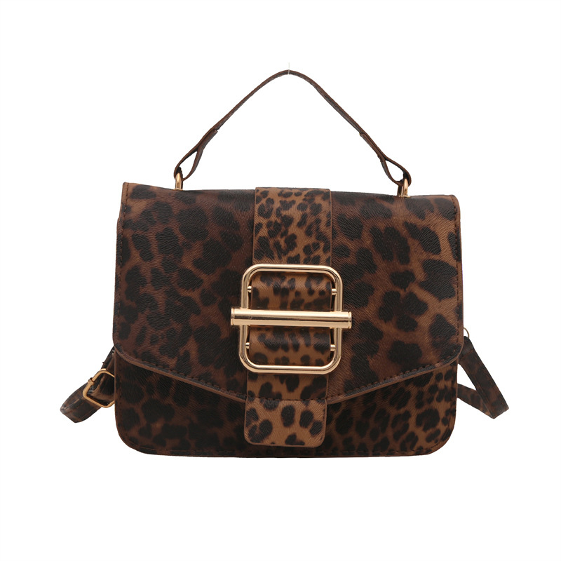 2024 invierno estampado leopardo nueva moda retro brazaletes de hombro pequeño bolso de mujer letras hardware simple