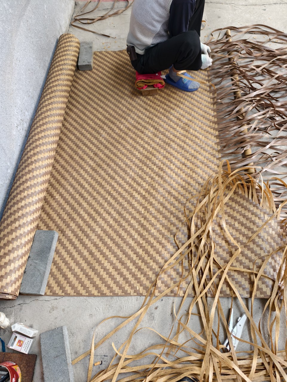 仿真草席凉席竹席吊顶人工草席塑料仿真席子防火竹席阻燃草席吊顶