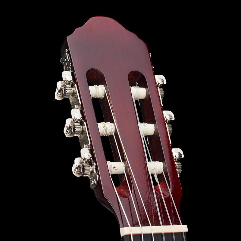 Fábrica de guitarra clásica al por mayor de 39 pulgadas guitarra brillante pulida de madera de tija de entrada guitarra principiante jitta piano de práctica