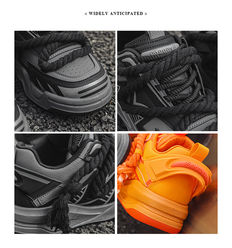 Novos sapatos esportivos masculinos de outono de 2024, sola grossa e antiderrapante, versão coreana, moda moderna, design de nicho, sapatos de pão_voghion.com