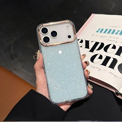 适用iPhone17PROMAX闪粉星空贝壳纹手机壳苹果16高级感亚克力防摔