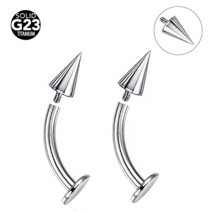 G23 titanium alloy flat-bottomed curved rod internal thread pointed cone devil lip nail ear bone nail puncture jewelry 6~16mm length