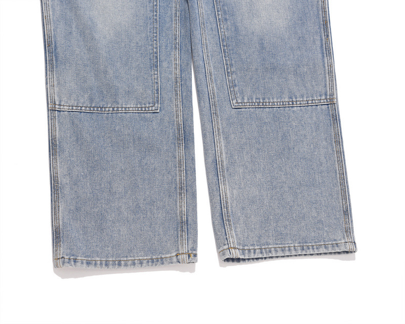 Men's Jeans Washed Vibe Style Loose Fit With Patch Pocket Detail_voghion.com
