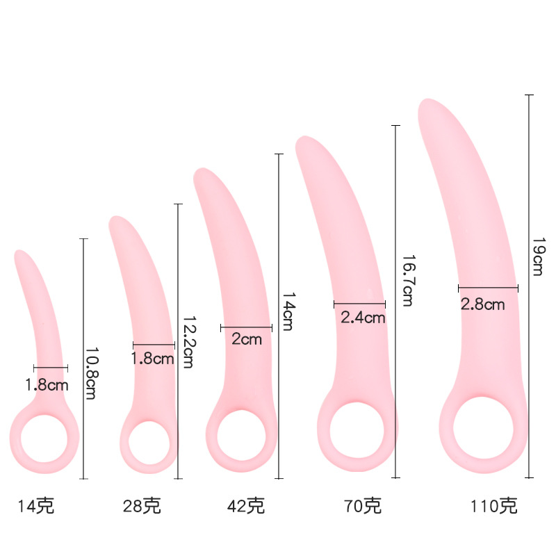 Crescent-Shaped Silicone Anal Plug, Pink Manual Training Toy — detail image 3