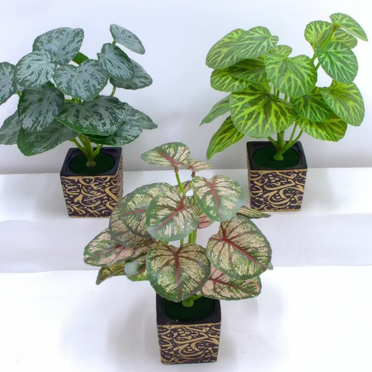 绿植红掌植物盆栽芋叶仿真盆景装饰 海棠叶盆景 17头三叶草盆景