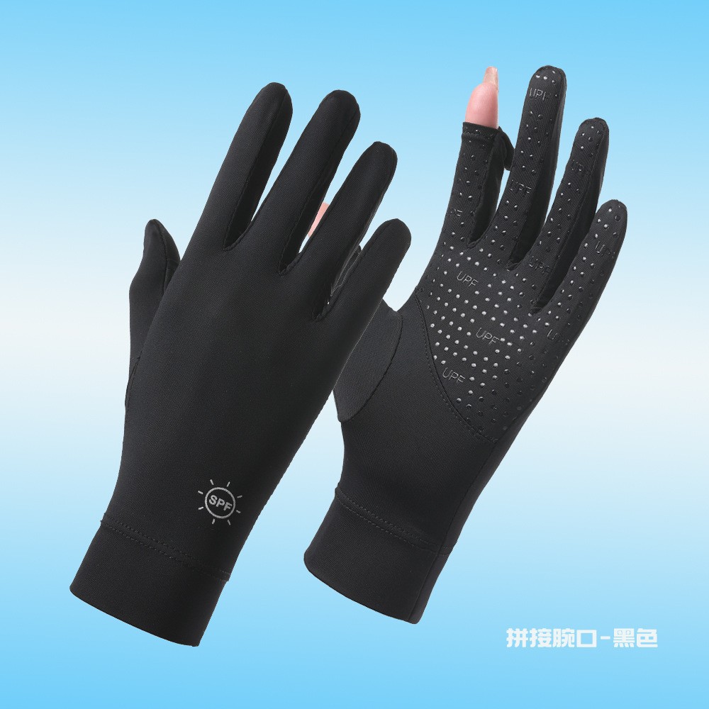 Guantes de protección solar de verano para mujer, seda de hielo, protección UV, estilo fino al aire libre, conducción, guantes de pantalla táctil cortos antideslizantes