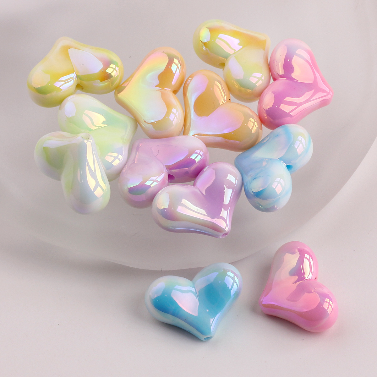 2g Weight Beads Jewelry Making Type DIY Ornament Accessories Classification 1 Piece Quantity Acrylic Material Heart Shape Pattern All Seasons Season Plating Design Sweet Style 1 Piece Acrylic Heart Shape Beads DIY Ornament Accessories 1