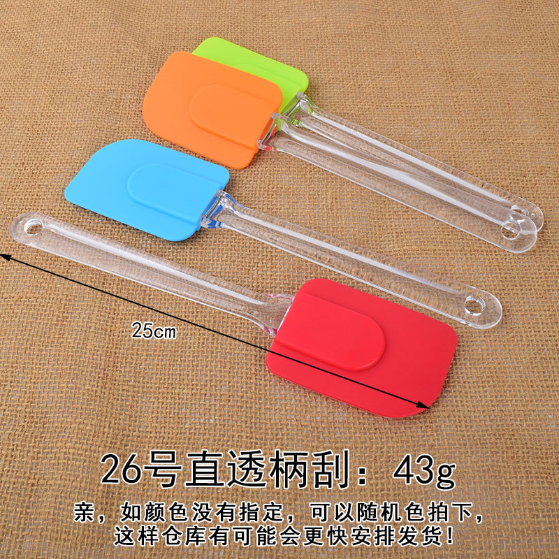 Mango transparente de silicona suave raspador crema mermelada de mantequilla espátula de helado para hornear pastel raspador