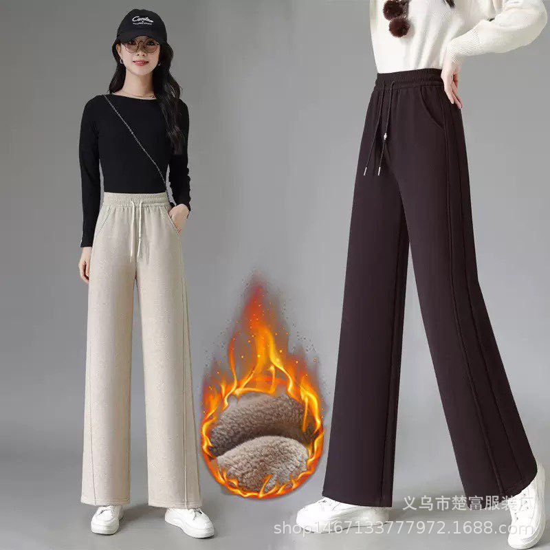 Narrow Wide-Leg Pants for Women 2025 Autumn and Winter New High-Waist Drawstring Casual Pants Loose Draped Straight Long Pants