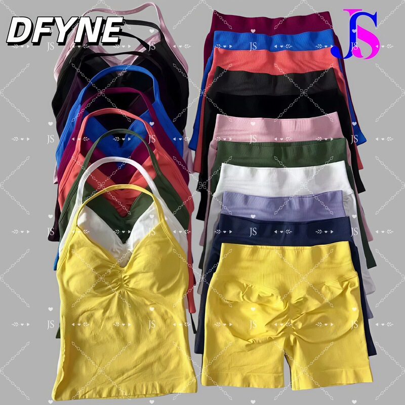 Dfyne Cross-Border Popular Silk Halter Neck Tank Top Peach Butt Shorts Yoga Set Fitness Sportswear Women's Sets Dfyne Cross-Border Popular Silk Halter Neck Tank Top Peach Butt Shorts Yoga Set Fitness Sportswear Women's Sets