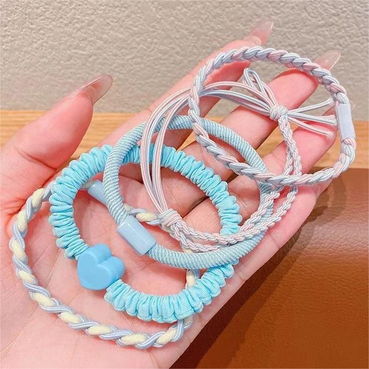 5 cuerda de cabello coreana set de explosión de alto valor facial de la cabeza de la niña adorable joyería para el cabello de la niña cola de caballo