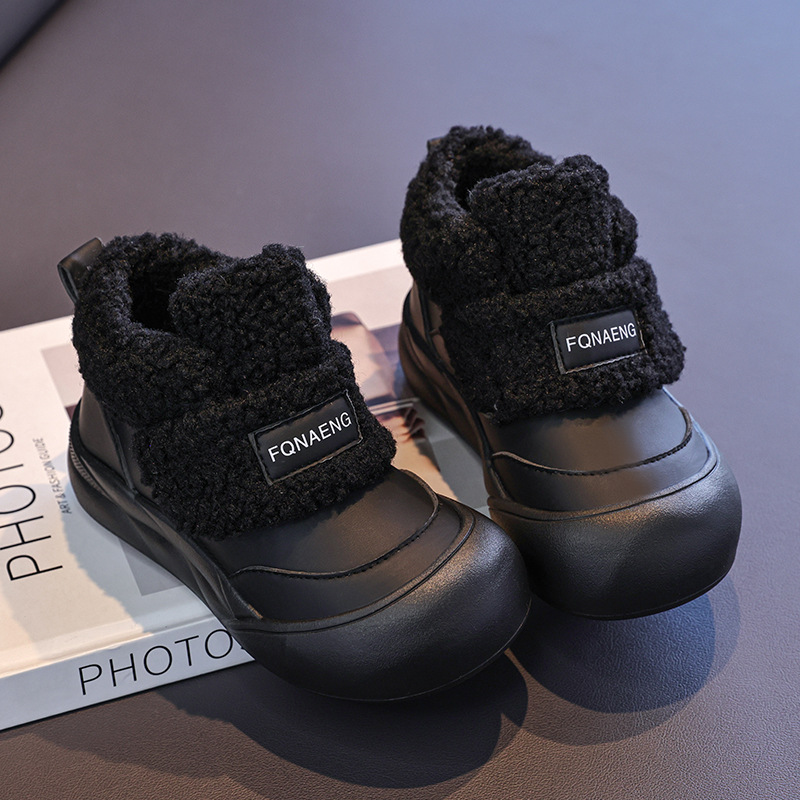 Children's Shoes, Girls' Cotton Shoes 2025 New Kidsren's Velvet Thickeneded Warm Snow Boots Girls' Fur Integrated Large Cotton Boots