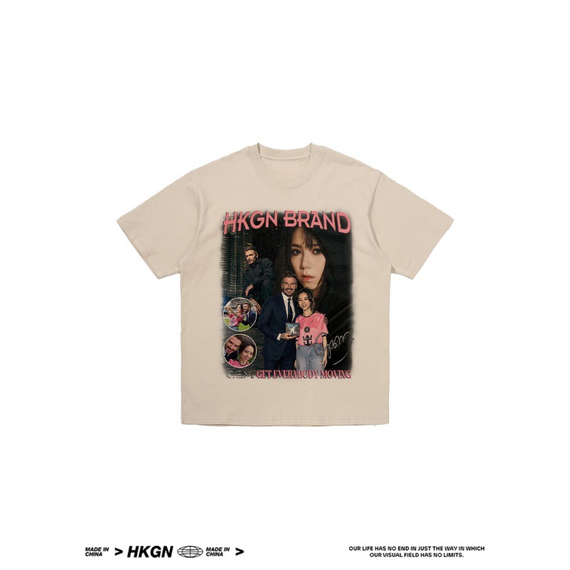 Deng Ziqi Beckham impresa camiseta de manga corta de cuello redondo suelta estrella de moda de fútbol