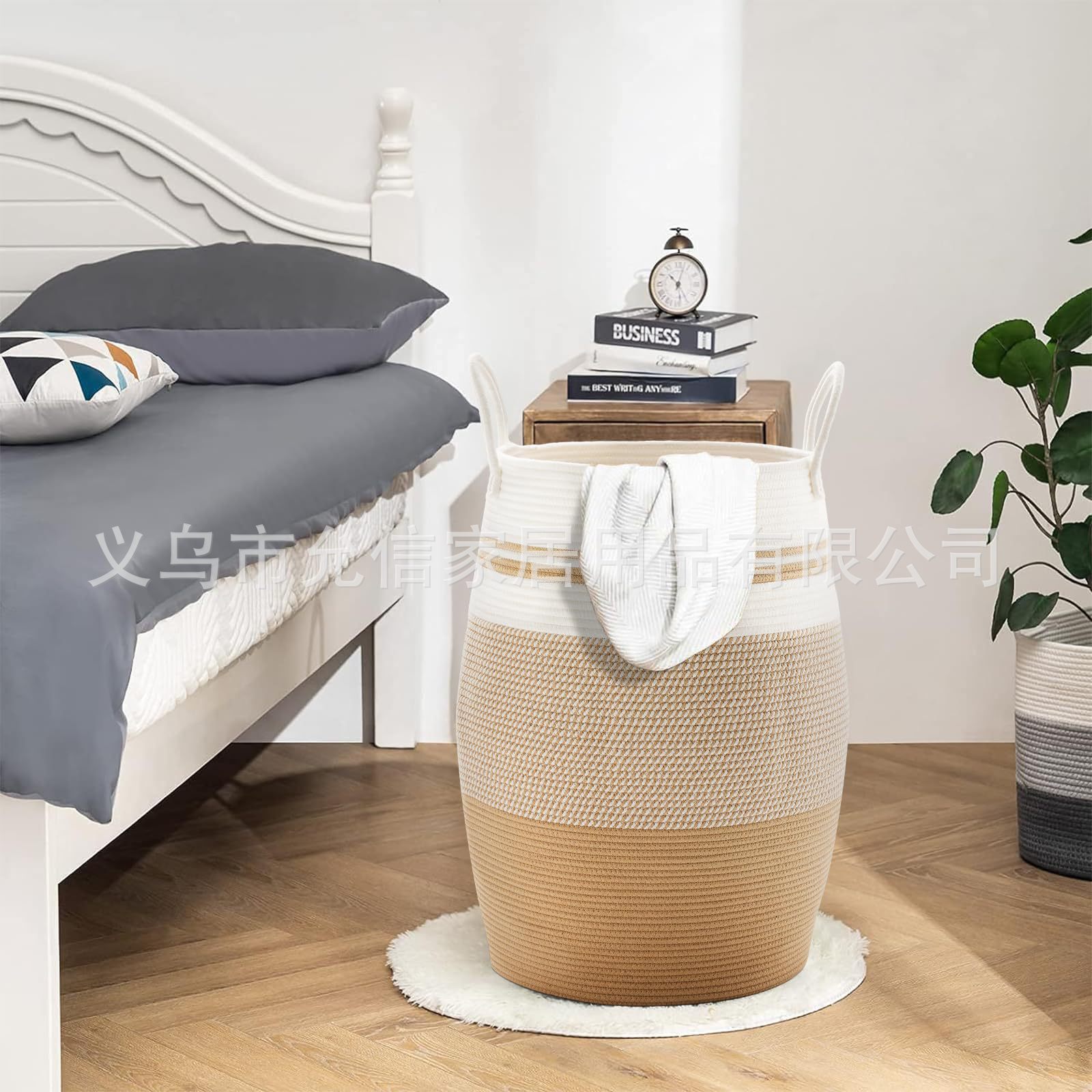 Cesta cuerda algodón ropa sucia organizador lavandería almacenamiento