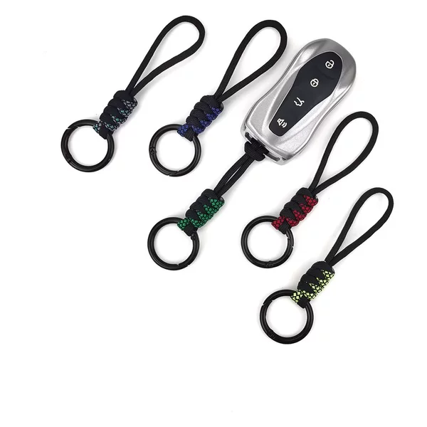 Cross-Border Color-Blocked Handmade Paracord Car Keychain Toy Rope Household Keychain Bag Hanging Phone Lanyard