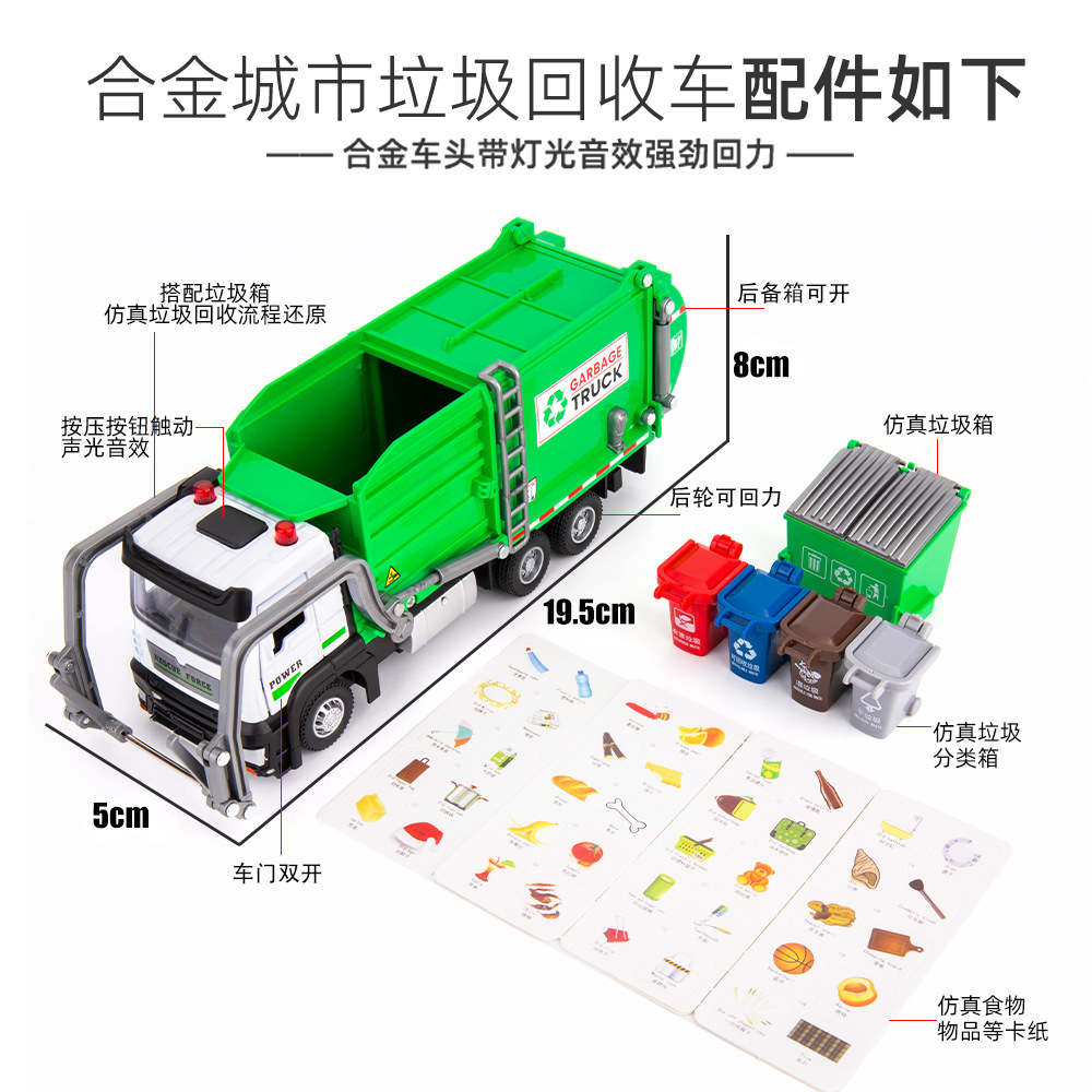 (Boxed)Simulation1:32 Garbage Recycling And Processing Alloy Sanitation Engineering Vehicle Model Ornaments Toys On Behalf Of