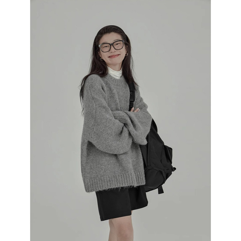 A-MD3215#LIL CHER松弛感宽松马海毛复古加厚外穿内搭打底毛衣|undefined