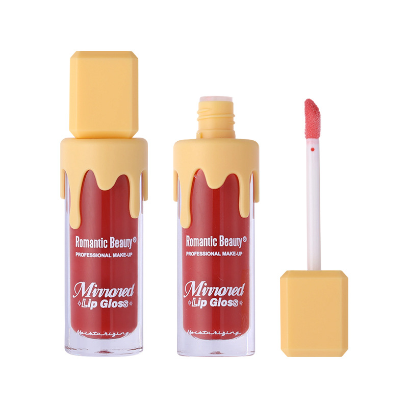 Esmalte labial espejo transfronterizo es fácil de colorear, esmalte labial de agua, esmalte labial líquido, esmalte labial de color perlado, mujer