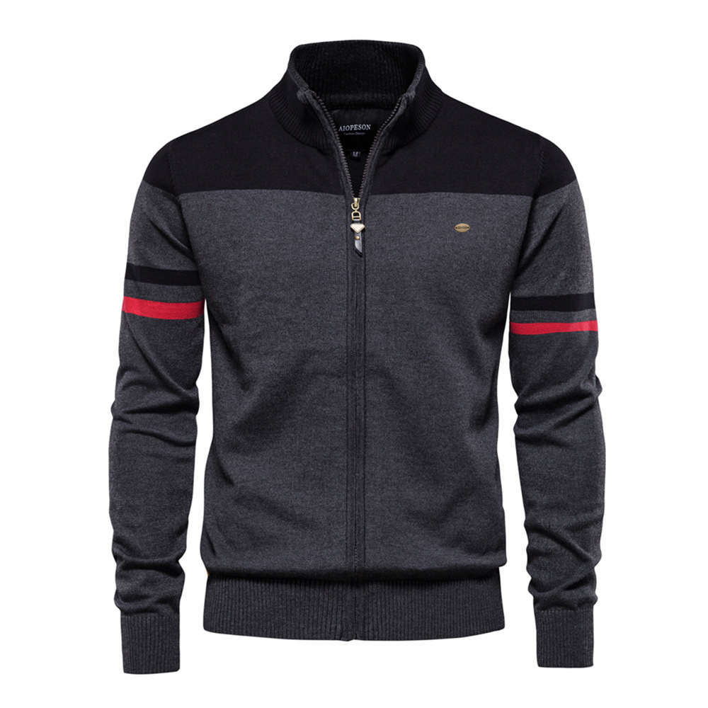 Knitted Sweater 2024 High Quality Men's European Size Cross-Border New Style Zipper Autumn and Winter Men's Sweater Cardigan