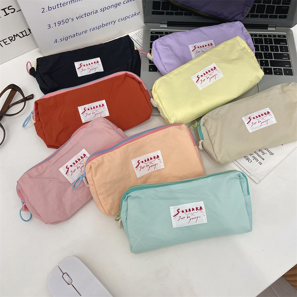 34223 High-Style Macaron Pencil Case New Ins-Style Portable Large-Capacity Storage Bag Simple Stationery Bag