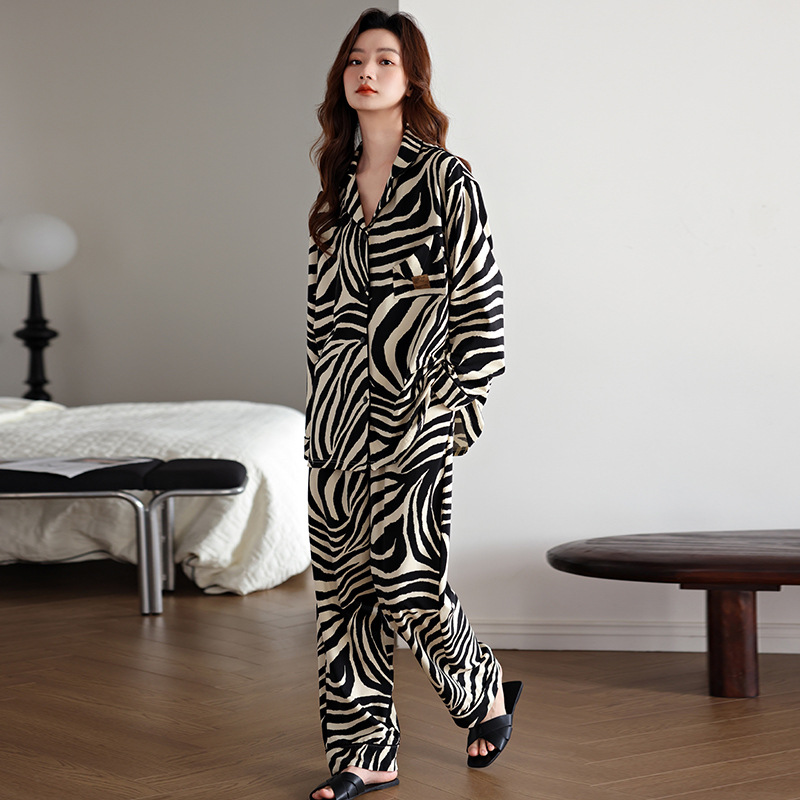 ChicShe Frühlings- und Langarm-Pyjama für Damen, Herbst, reine Baumwolle, Cartoon-Motiv, große Größen, locker, lässig, tragbar, Homewear-Set_voghion.com