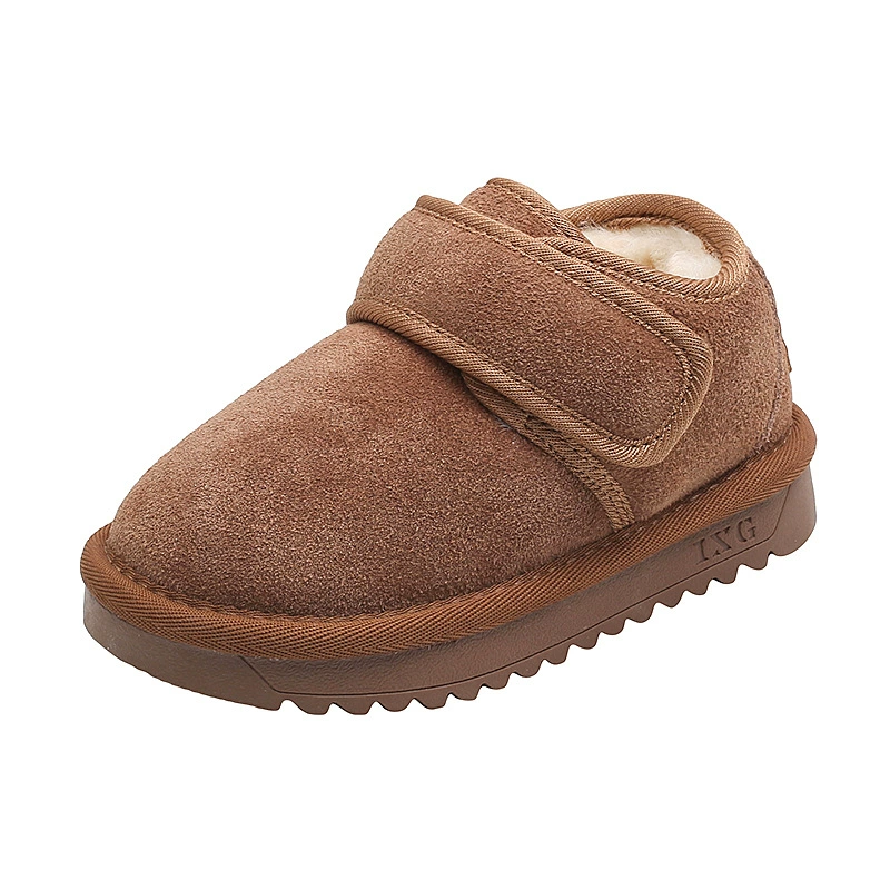 迈小迈 Winter children's shoes, keep warm boots for men and women, genuine leather, Korean style