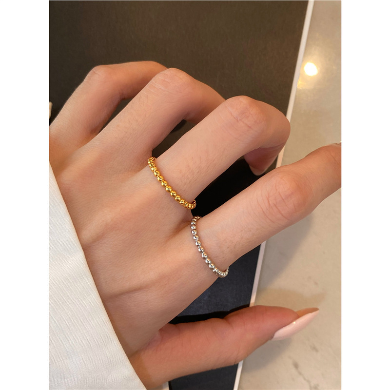 Silin's New Ultra-Fine Golden Ball Bead Ring Ring Women's Niche Design Single-Layer Couple Index Finger Ring Silin's New Ultra-Fine Golden Ball Bead Ring Ring Women's Niche Design Single-Layer Couple Index Finger Ring
