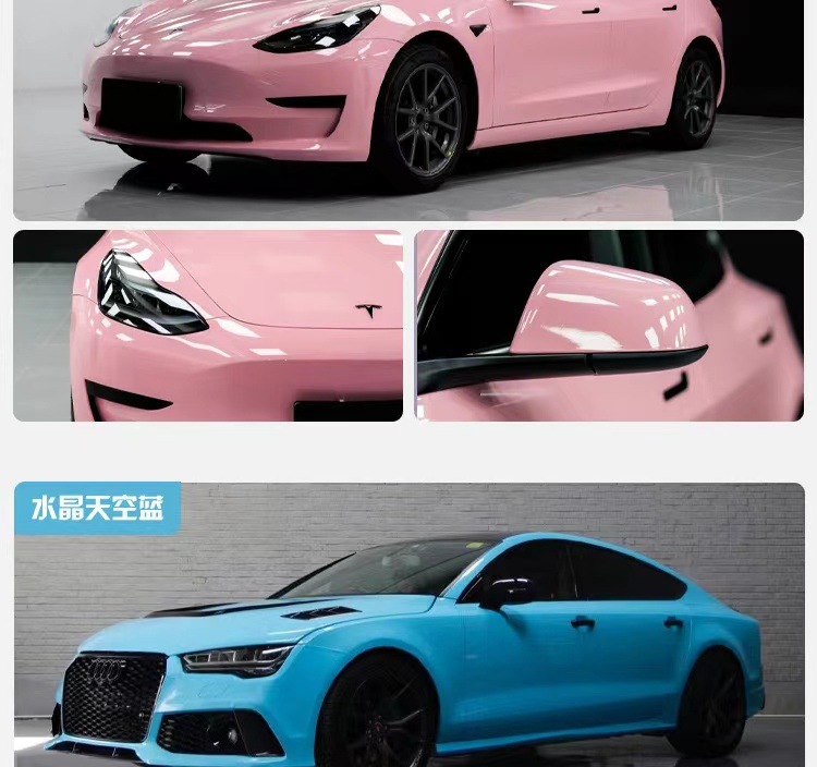 Wholesale Car Color Changing Film Pet Base Crystal Piano Black Porcelain Blue Lavender Full Car Color Changing Film Full Roll
