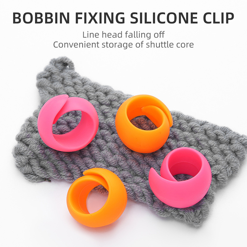 Clip de silicona Clip de lanzadera para evitar que el cabezal de hilo se caiga del carrete Clip de lanzadera fijo Herramienta de costura para almacenar hilo Anillo de lanzadera