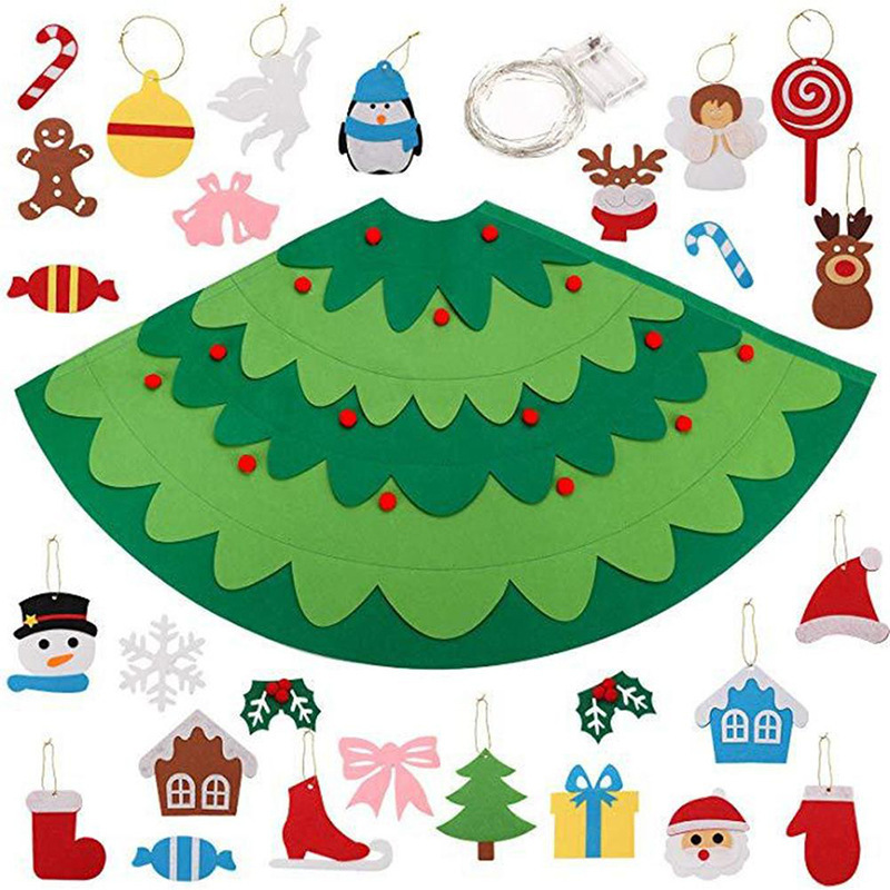 国境を越えた新しい緑フェルトクリスマスツリー児童立体diy不織布手作りクリスマスツリー装飾ストラップスポット|undefined