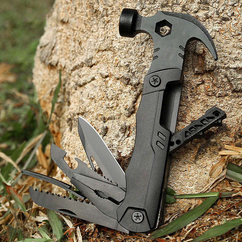 多功能羊角锤组合批头钳子小刀户外居家露营维修便携工具锤子刀钳