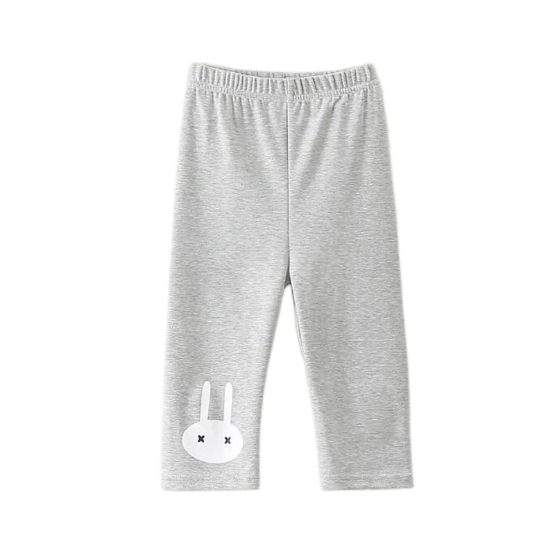 Kids thin knitted leggings (children), cute bunny knee print, lightweight summer capri, sizes 100–150