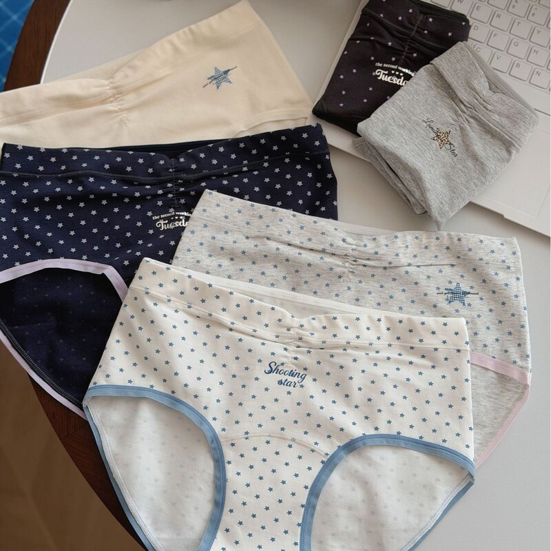 6256 Korean-style Star Letter American retro front pleated starry Y2K girl pure cotton mid-waist women's panties 10A antibacterial 6256 Korean-style Star Letter American retro front pleated starry Y2K girl pure cotton mid-waist women's panties 10A antibacterial