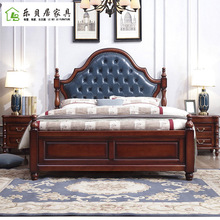 美式实木1.8米软包公主单人双人床简约储物2米大床主卧橡胶木婚床