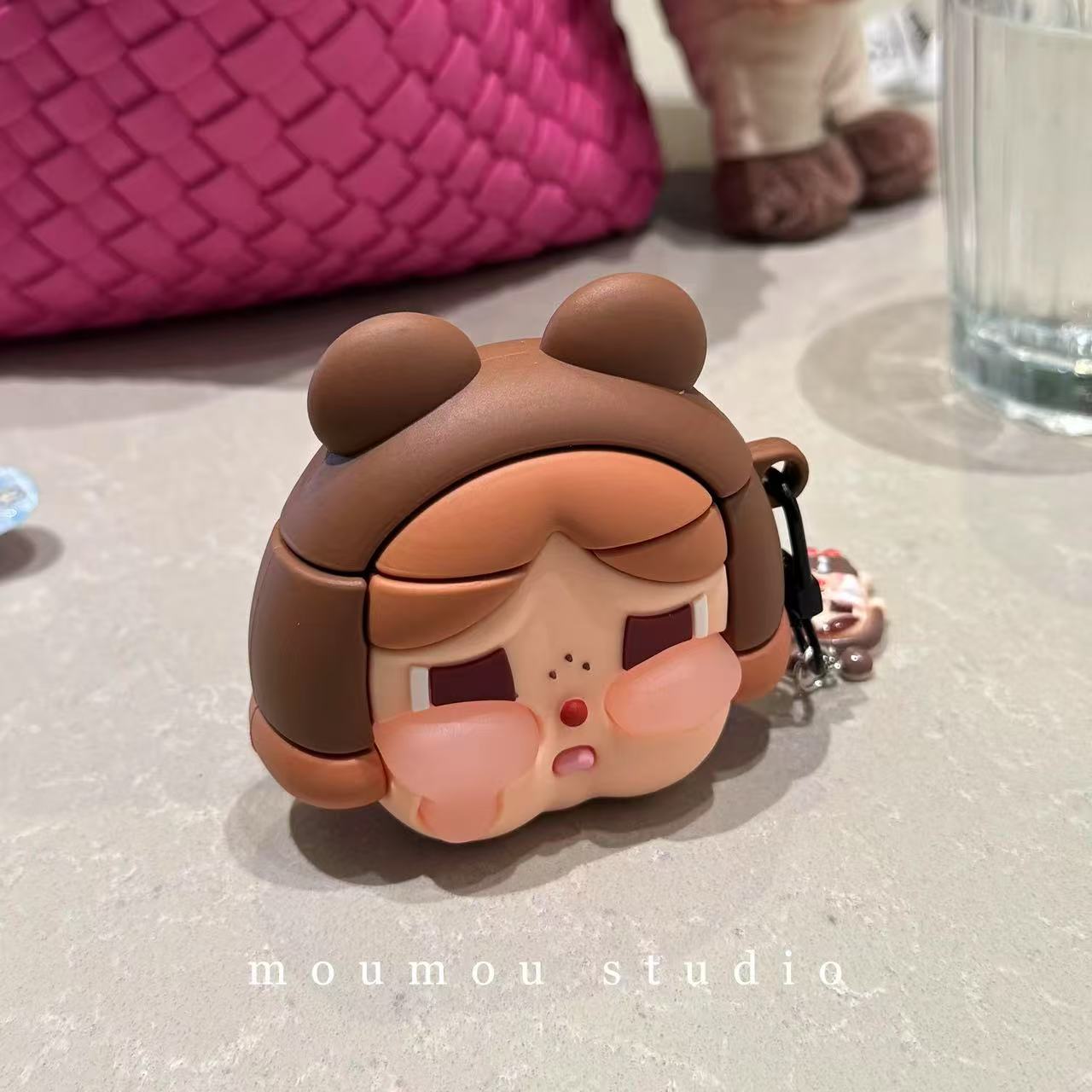 Cute cartón de dibujos animados de color sólido llorando cajas de auriculares para Airpods 1 / 2 Apple Bluetooth inalámbrico cubierta de auriculares 34