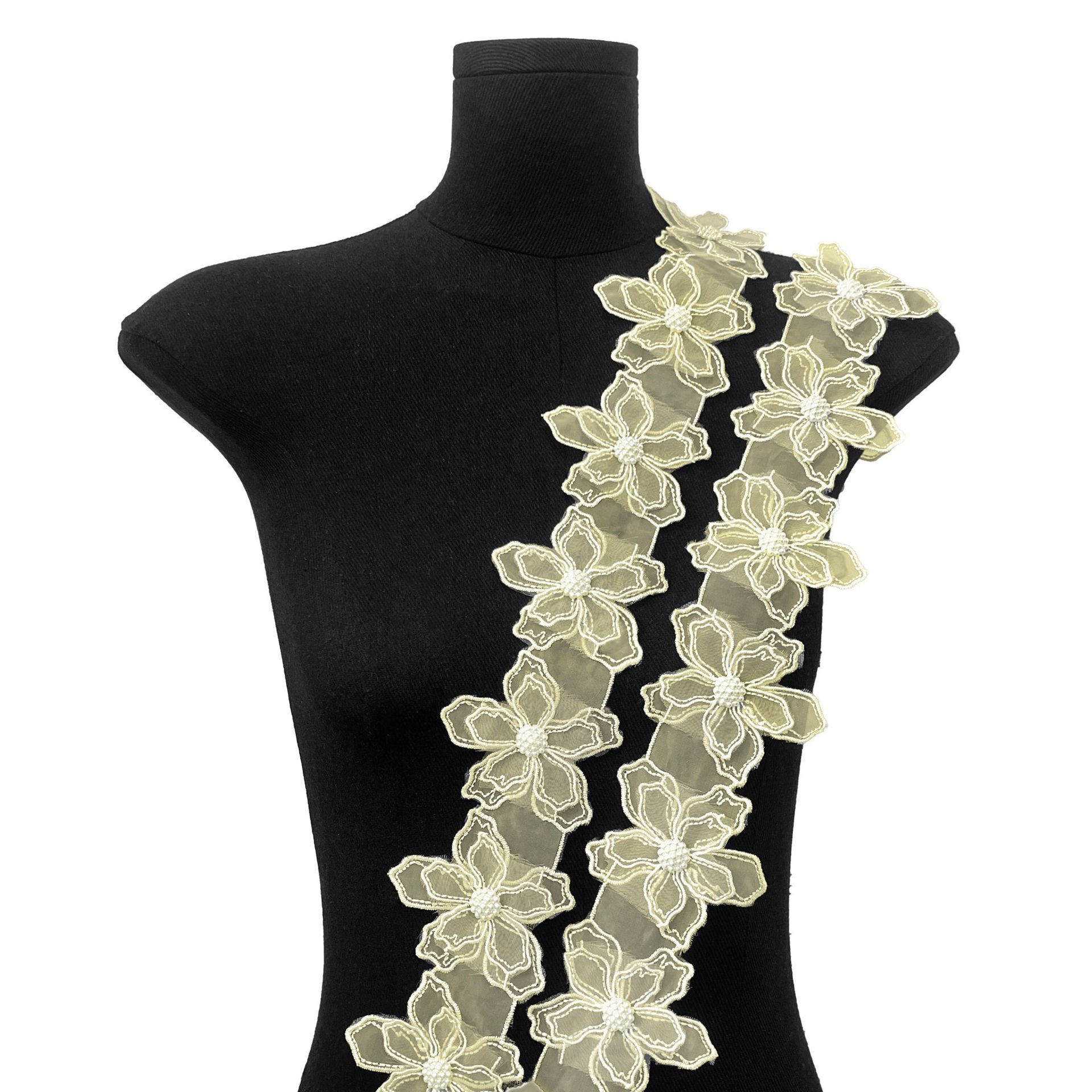 Material de malla de encaje de flores multicolor con decoración de perlas Ropa para niños Accesorios para el cabello Zapatos y sombreros Accesorios para textiles para el hogar image 8
