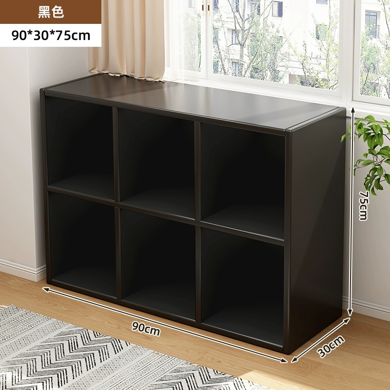 Gabinete de celosía negro Calac Gabinete de sala de estar Gabinete de combinación Gabinete de biblioteca doméstico Estante bajo Estante de piso