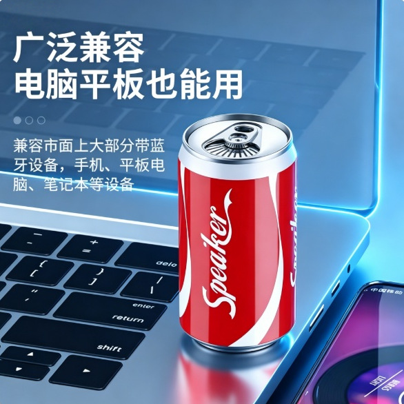 Cross-Border Wireless Bluetooth Speaker Mini Portable Stereo for Mobile Phone, Computer, and Can-Shaped Portable Subwoofer