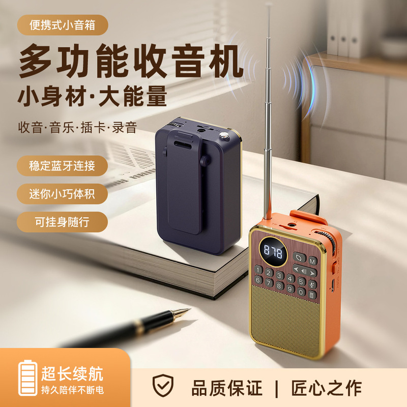 New P63 Mini Bluetooth Speaker Multifunctional Radio for Seniors with Card Slot Portable Music Player