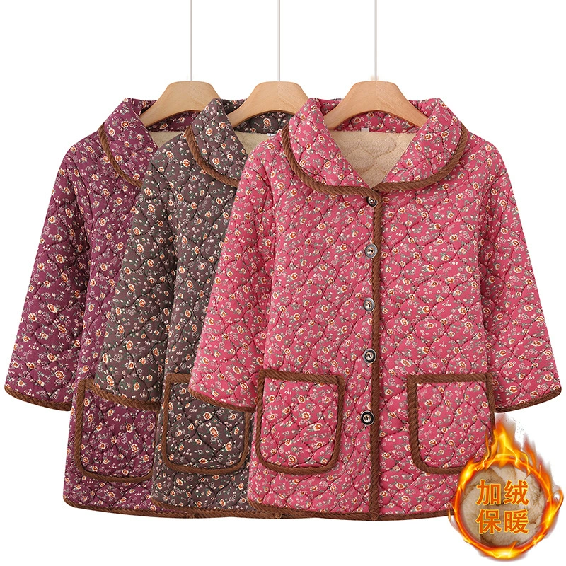 Женская хлопчатобумажная одежда среднего и пожилого возраста модная повседневная дикая темперамент 2024 осень и зима новая пожилая теплая хлопчатобумажная одежда толстая