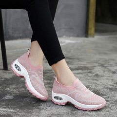 New women's shoes, flying weaving air cushion shoes, spring women's casual shoes, foreign trade thick soles, fashionable and breathable women's shoes