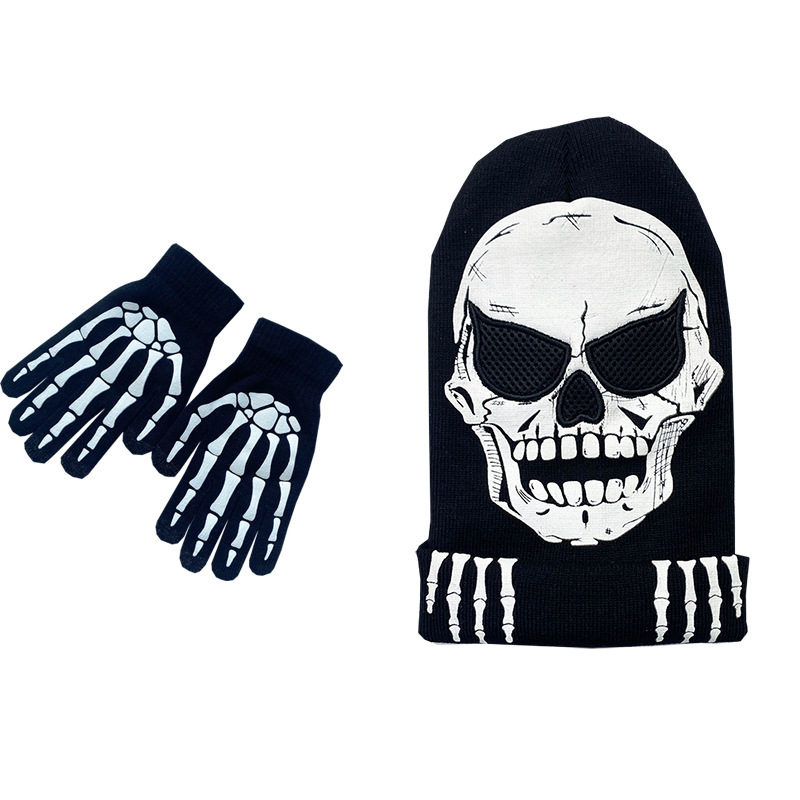 亚马逊欧美跨境夜光骷髅头骨爪手套万圣节发光手套Skull Gloves|undefined