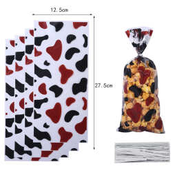 卡通透明opp袋子奶牛纹塑料糖果饼干甜品包装袋平口扎丝封口袋