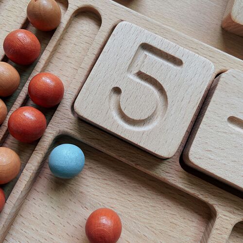 Number block operation toy educational tool beech solid wood Nordic minimalist style handwritten preschool intelligence wooden plaything