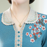 中老年女装秋冬新款时尚提花针织衫大码宽松毛衣打底衫长袖妈妈装，女装针织衫/毛衣，妃慕昵服饰