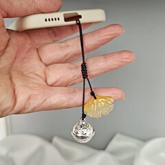 古風琉璃銀杏葉宮鈴手機鏈手機掛件會響鈴鐺U盤包包掛墜掛飾禮物