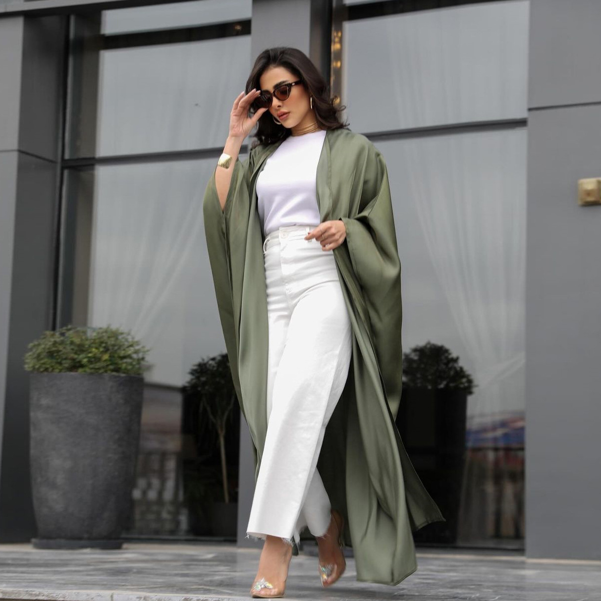 MQ129 Middle East Modest Fashion Abaya Cardigan Batwing Sleeve Long Robe European Muslim Women's Clothing_ecoleips.com