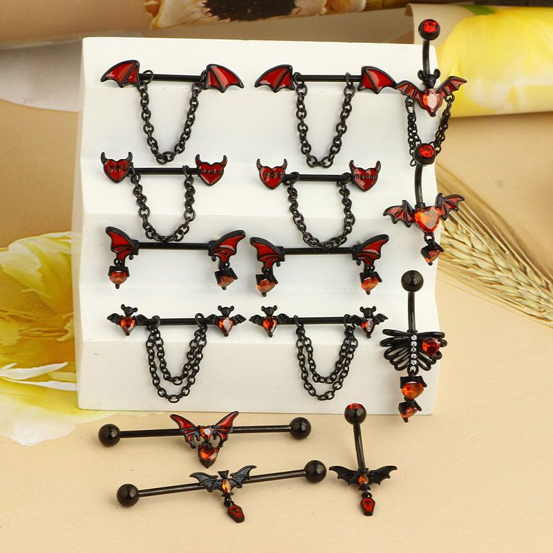 Heart Shape Pattern 1 Piece Belly Rings Simple Style Heart Shape Copper Inlay Rhinestones Nipple Rings & Studs Belly Rings